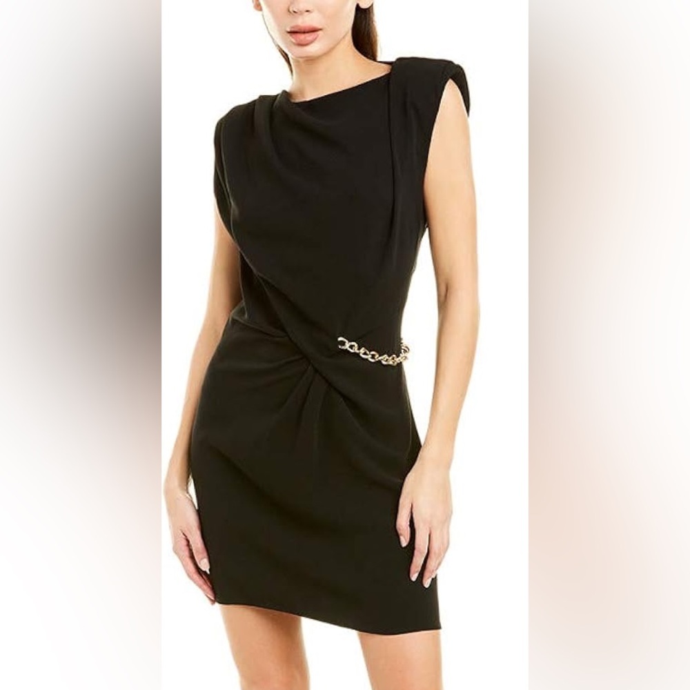 The Kooples Black Mini Dress with Chain Detail